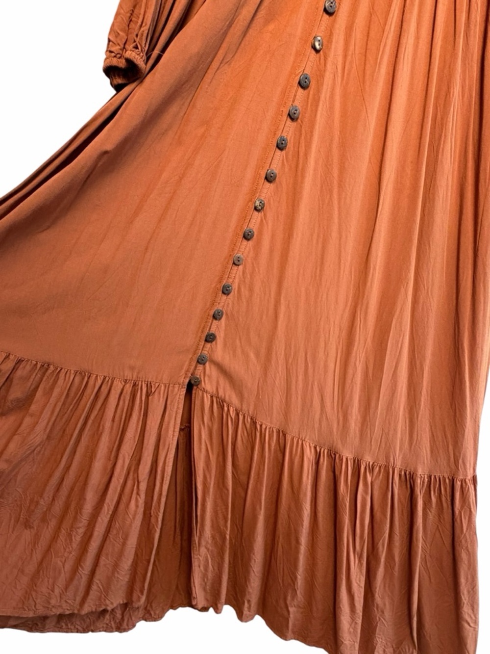Rusttydustty Boho Prairie Maxi Dress Rust Button Front Cottagecore Earthy M - Picture 4 of 13
